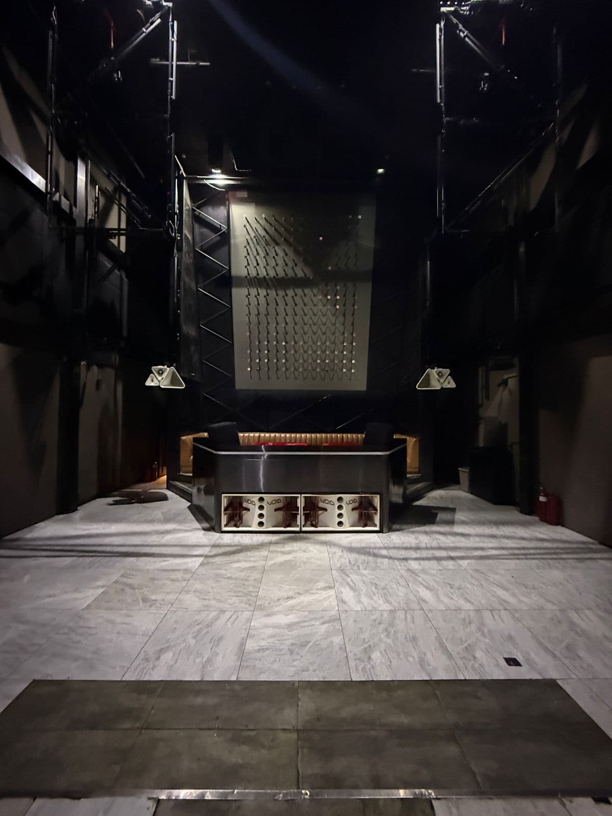 ETA main event space with performance area and technical infrastructure