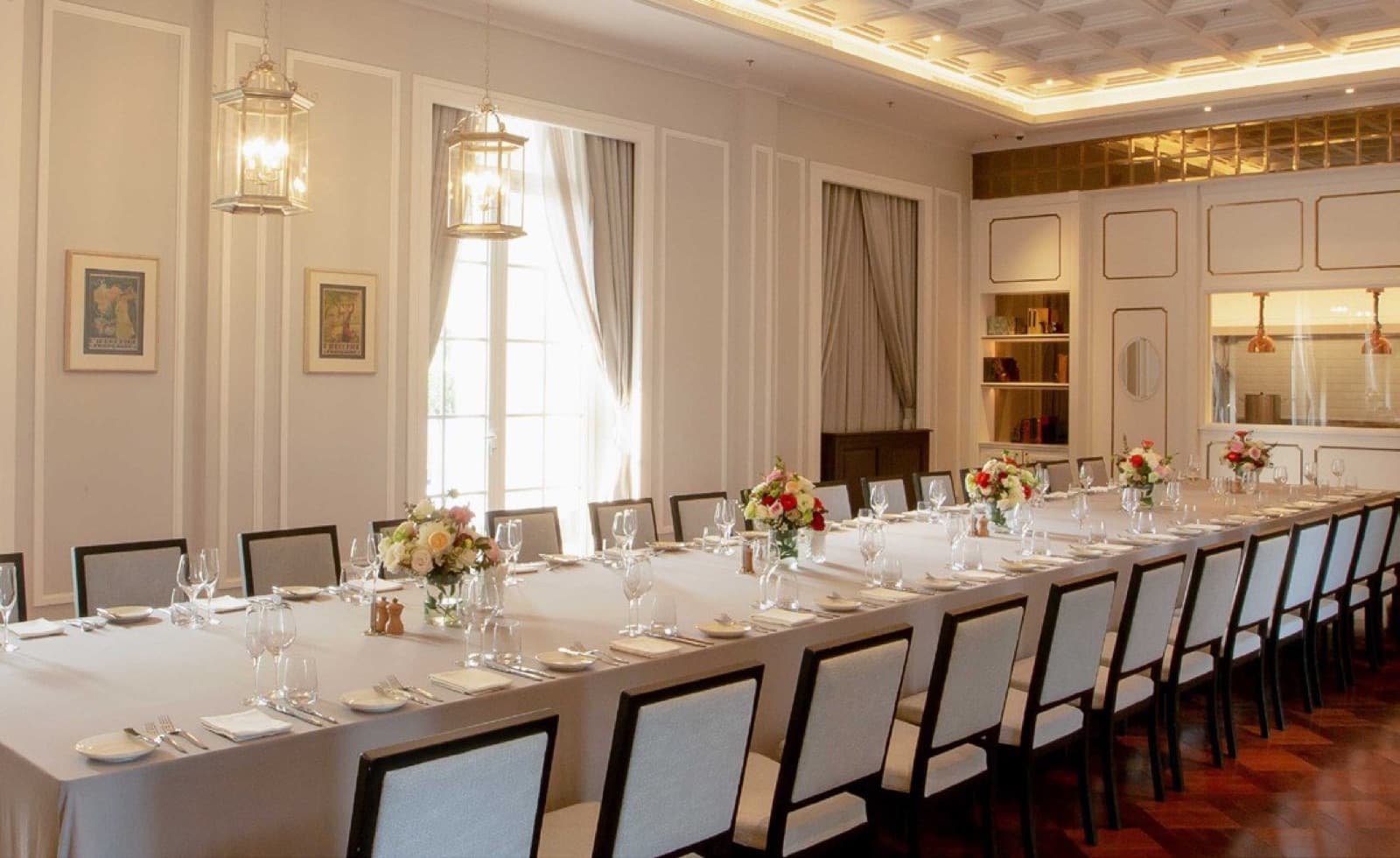 L’âme at Mia Saigon laid as a long banqueting table, unoccupied.